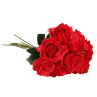Kunstbloem roos Simone - 8x - rood - 45 cm - decoratie bloemen