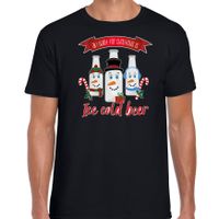 Fout kersttrui t-shirt voor heren - IJskoud bier - zwart - Christmas beer - thumbnail