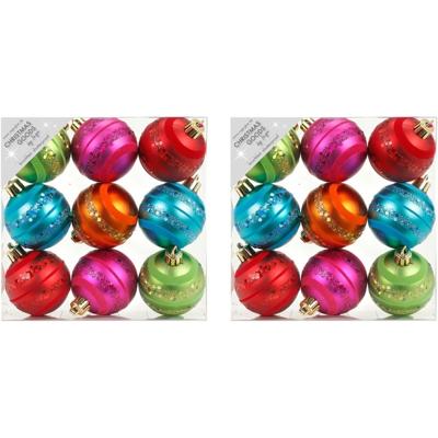 Inge Christmas Kerstballen - 18x - gekleurd - 6 cm - kunststof - glitter motief