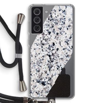 Gespikkelde marmer: Samsung Galaxy S21 FE Transparant Hoesje met koord