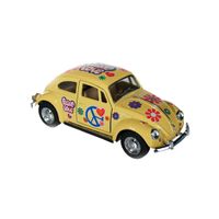 Modelautootje VW beetle geel hippie 12,5 cm   -