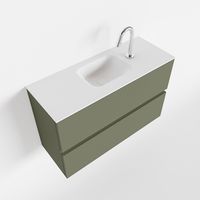 MONDIAZ ADA 80cm toiletmeubel army. LEX wastafel talc midden 1 kraangat