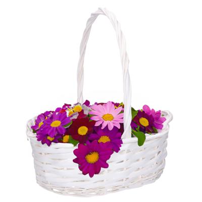 CM Cadeaumand met hengsel - wit - riet - 35 x 27 x 13 cm - rieten mand