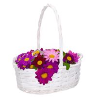 CM Cadeaumand met hengsel - wit - riet - 35 x 27 x 13 cm - rieten mand