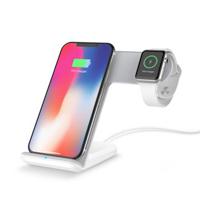 F11 2-in-1 mobiele telefoon Smart Watch draadloze oplader standaard Qi draadloze snelle oplader voor iPhone Samsung Apple Watch - Wit