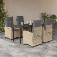 5-delige Tuinset met kussens poly rattan gemengd beige