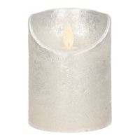 1x Zilveren LED kaarsen / stompkaarsen met bewegende vlam 10 cm - thumbnail