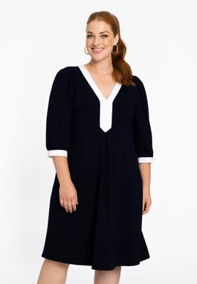 Yoek Jurk A-lijn contrast VITA | Blauw | Maat 54/56
