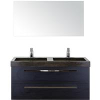 Seville Badmeubelset 120 cm - 2 Laden Black Oak - Wastafel Lucca Dubbel met Spiegel