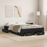 Bedframe met lades Zwart eiken 120 x 190 cm Bewerkt hout