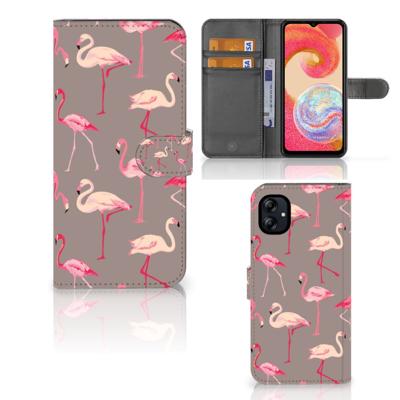 Samsung Galaxy A04e | Telefoonhoesje | Met pasjeshouder | Flamingo
