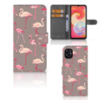 Samsung Galaxy A04e | Telefoonhoesje | Met pasjeshouder | Flamingo