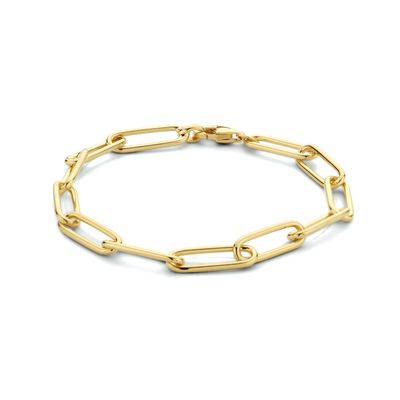 Armband Paperclip zilver goudkleurig 5,6 mm 19 cm