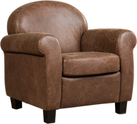 Bruine leren klassieke fauteuil Roommate - poot hout bruin - Vintage Leer Brown (bruin leer)