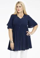 Yoek Tuniek puckered waist | Blauw | Maat 54/56 Yoek Tuniek puckered waist | Blauw | Maat 54/56
