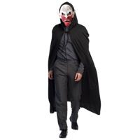 Halloween horror verkleedkleding set - Scary Zombie masker - Cape zwart met capuchon