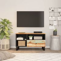 Tv-meubel 80x33x46 cm massief hergebruikt hout en bewerkt hout - thumbnail