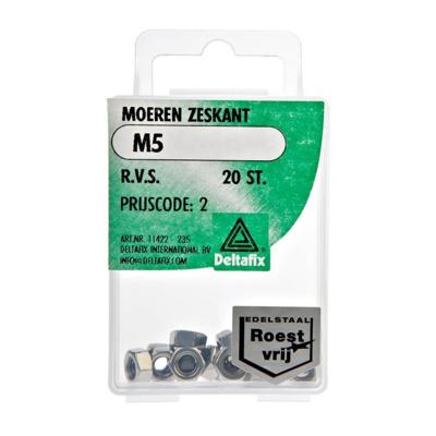 Moeren zeskant m8 rvs 8st - Deltafix