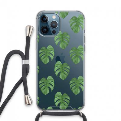 Monstera leaves: iPhone 13 Pro Max Transparant Hoesje met koord