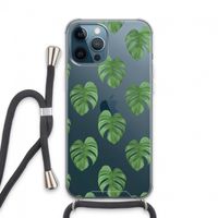 Monstera leaves: iPhone 13 Pro Max Transparant Hoesje met koord