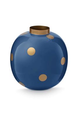 Pip Studio Vaas Metaal Stippen Navy/Goud 23cm