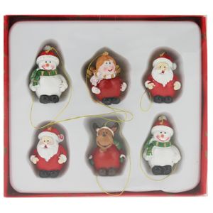 6x Houten kersthangers figuurtjes 4 cm type 1    -