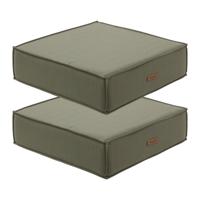 Hesperide Vloerkussen Korai - 2x - olijfgroen - PU-schuim/polyester - 45 x 45 cm - zitkussen