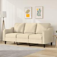 Driezitsbank 180 cm stof crmekleurig