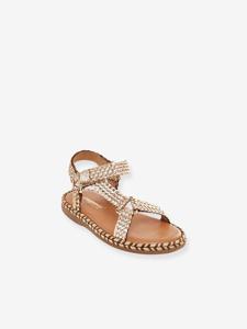 Leren kindersandalen met klittenband Blister LES TROPEZIENNES® PAR M. BELARBI goudbeige