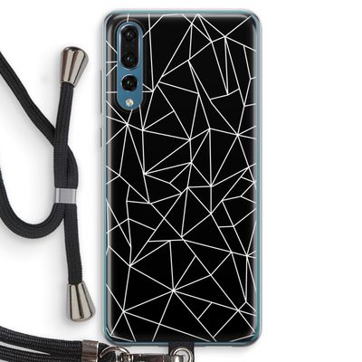 Geometrische lijnen wit: Huawei P20 Pro Transparant Hoesje met koord