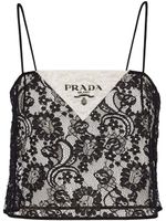 Prada haut crop à fleurs en dentelle - Noir