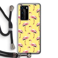 Flamingo's geel: Huawei P40 Pro Transparant Hoesje met koord