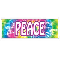 Flower Power Sixties/Hippie Peace teken vlag/banner - 150 x 50 cm - Versiering/feestartikelen Flower Power Sixties/Hippie Peace teken vlag/banner - 150 x 50 cm - Versiering/feestartikelen