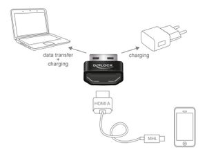DeLOCK HDMI/USB-A USB grafische adapter Zwart, Zilver