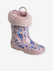 Meisjes regenlaarzen met print kleutercollectie roze met bloemen