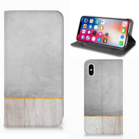 Apple iPhone Xs Max Book Wallet Case Wood Concrete - thumbnail