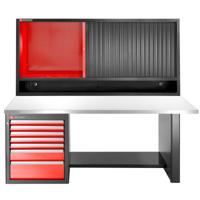 Facom JLS3 Werkbank | 7 Laden | Inox Bovenblad | Laag met Bovenkast met Rolgordijn - JLS3-2MS7DSCL
