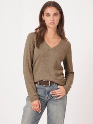 Basic V-hals trui van cashmere wolmix