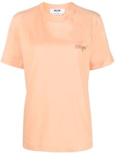 MSGM t-shirt en coton à logo brodé - Orange