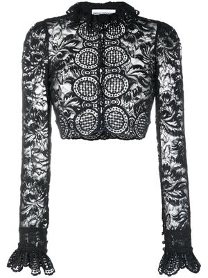 Rabanne blouse crop en dentelle - Noir