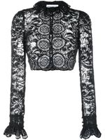 Rabanne blouse crop en dentelle - Noir