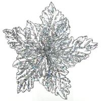 1x Kerstversieringen glitter kerstster zilver op clip 23 x 10 cm - Kersthangers - thumbnail