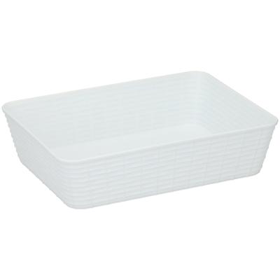 Edco Opbergmandjes - 12x - kunststof - wit - 25 x 19 x 6 cm - mandje - rechthoekig