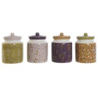 Tin DKD Home Decor Groen Roze Mosterd Lila Dolomite Shabby Chic 1 L 12 x 12 x 16 cm (4 Stuks)