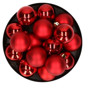 Decoris kleine kerstballen - 16x st - rood - 4 cm - kunststof - onbreekbare kerstballen