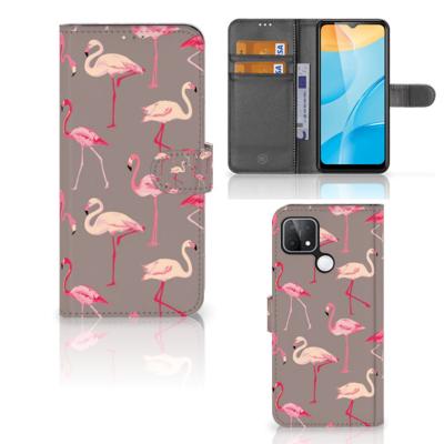 OPPO A15 | Telefoonhoesje | Met pasjeshouder | Flamingo