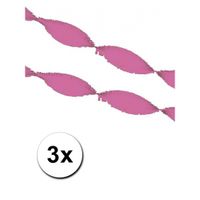 3 roze crepe papier slingers 5 meter - thumbnail