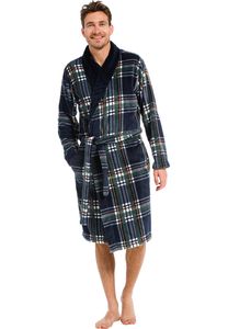 Groene herenbadjas Schotse ruit - fleece-L - 52