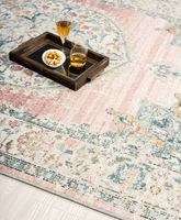 Karpet24 Salsa - Vintage Style tapijt, modern design, weerbestendig en uv-bestendig, voor balkon, terras en serre, ook geschikt voor binnen roze-Ø 120 cm rond