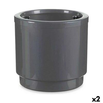 Zelfwaterende bloempot Ibergarden Zilverkleurig Polypropyleen 38 x 37,5 x 38 cm 38 x 37 x 38 cm (2 Stuks)
